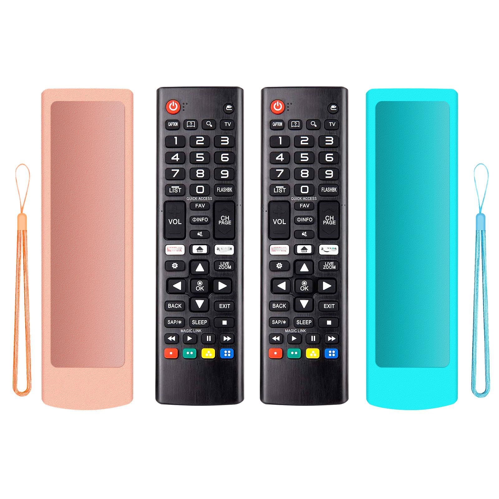 Photo 1 of (2+2 Packs) Universal Replacement Remote No Setup Fit LG All TV Remote with Anti-Lost Soft Protective Silicone Cover Case Orange & Blue Compatible with LG All Smart LCD LED HDTV UHD OLED 3D 4K TVs