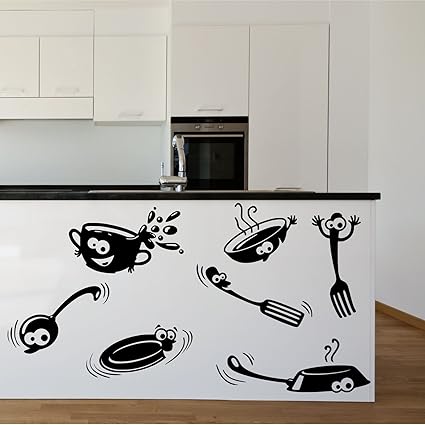 Amazon Com Kitchen Cupboard Cartoon Stickers Vinyl Wall Art Decal