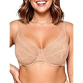 Vertvie Minimizer Bras for Women Full Coverage Underwire Supportive Bra Plus Size Lift Unlined Lace Bralette for Large Bust