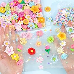 100Pcs Flowers Slime Charms Assorted Cute Decoden
