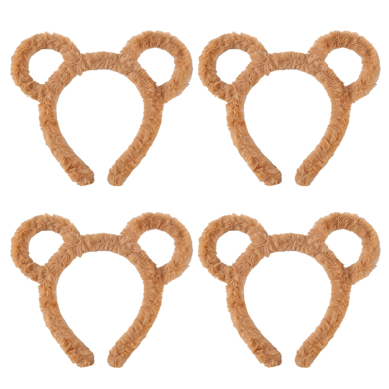 JUFYVO 4pcs Bear Ear Headbands Animal Headband Halloween Chipmunk Hairband Makeup Face Wash Hair Band for Cosplay Party