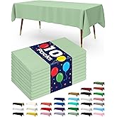 Pureegg Plastic Table Cloth Disposable 10 Pack, 52 x 70 Inch Table Cloths, Easter Party, Decorative Tablecloths, Rectangle, Light, Pastel Plastic Cover, Waterproof & Sturdy, Sage Green