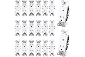ELEGRP 15 Amp Tamper Resistant White Electrical Wall Outlet, 125V, UL Listed, 20 Pack