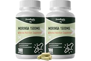 GREENPEOPLE Moringa Pure Capsules, Rich Moringa Powder, A Natural Green Antioxidant Superfood - Supports Energy, Skin Health, Gut Health, with Essential Vitamins & Amino Acids, 180pcs-2 Pack
