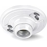 Plastic Keyless E26 Ceiling Lamp Holder Light Socket, Outlet Box Mount | 660W UL Listed one-piece medium base housing, single outlet box mount, LED and incandescent bulbs, garage basement attic