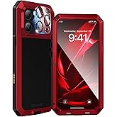 Mitywah Metal Case for iPhone 16 Pro Max, Rugged Phone Case Built-in 9H Screen Protector Military Grade Full Body Protection Heavy Duty Dual Layer Screw Bumper Protective Case iPhone 16 Pro Max Red | Aluminum Phone Case, 9H Screen Protector, Military Grade, Full Body Protection, Heavy Duty, Dual Layer