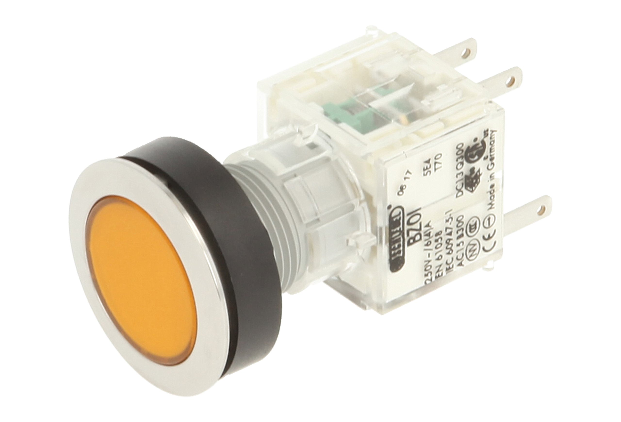 Club 23.000.446 Push Button Switch Cap Contact Transmitter 1 N with 1 Button, Stainless Steel, Yellow