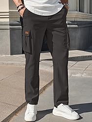 PLEPAN Men's Casual Cargo Pants Drawstring Hiking