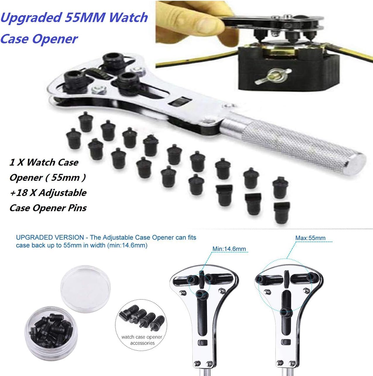 Onmust Watch Repair Kit, Watch Battery Replacement Tool Kit Watches Link Remover Kit Set with Carrying Case: Home Improvement