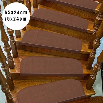 Veena 1Pc 256034X94034 65X24Cm 515Pcs Brown Stair Tread Mat Household Carpet Staircase Pad Nonslip Step Rug