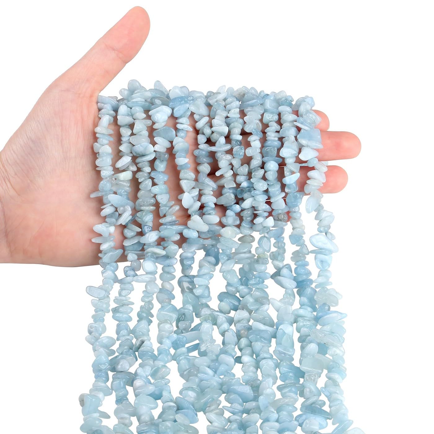 XIANNVXI 400 Pcs 5-8mm Blue Aquamarine Beads for Jewelry Making Drilled Stone Craft Irregular Gemstones Chips Loose Blue Beads for Crafting — image 1