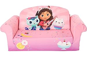 Marshmallow Furniture 2-in-1 Kid's Flip Open Foam Couch Bed, Gabby’s Dollhouse