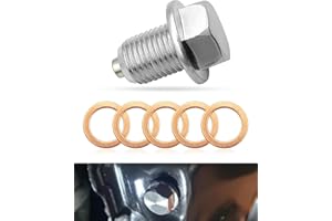 LTDCVTR M14x1.5 Magnetic Oil Drain Plug, Stainless Steel Engine Oil Pan Drain Bolt with 5PCS Copper Crush Washers, Universal 