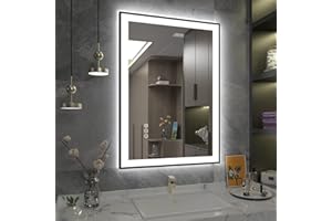 SMIROR 22 x 30 LED Lighted Bathroom Mirror for Wall, Matte Black Framed Vanity Mirrors, Front and Backlit, Dimmable, Anti-Fog, Memory, Shatterproof, ETL Listed (Horizontal/Vertical)