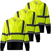 ProtectX Men's High Visibility Heavy Duty Long Sleeve Reflective Safety Shirts for Men Women, Class 2-3 Type R Hoodie