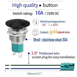 ZJWZJH 10Amps 19mm Latching Mushroom Head Push