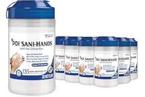 PDI Sani-Hands Instant Hand Sanitizing Wipes, Medium Canister, Case of 12 Canisters, 135 Wipes per Canister, 1620 Wipes Total