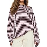 CHYRII Women Oversized Striped Long Sleeve T Shirt Fashion 2026 Crewneck Casual Fall Spring Tops Y2K Clothes