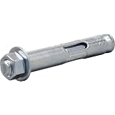 Hillman Sleeve Anchors, 1/2in x 3in, 12 Pack, Silver Zinc | Zinc-plated carbon steel, hex head design expands in concrete, brick, and block for mounting doors, windows, shelves