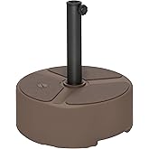 Outsunny Round Patio Umbrella Base Holder, Heavy Duty Outdoor Umbrella Stand Base, Filled Up to 44lbs with Stand or 40lbs with Water for Garden, Poolside, Brown