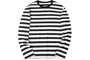 KESIHAN Mens Striped Long Sleeve Shirt Crewneck Casual T-Shirt Basic Stripe Cotton Spandex tee Shirt
