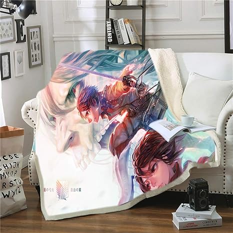 Amazon Co Jp タイタンアニメソフビぬいぐるみの攻撃はblankeを投げ 子供のためのエレン寝具 Size 150 200cm ホーム キッチン