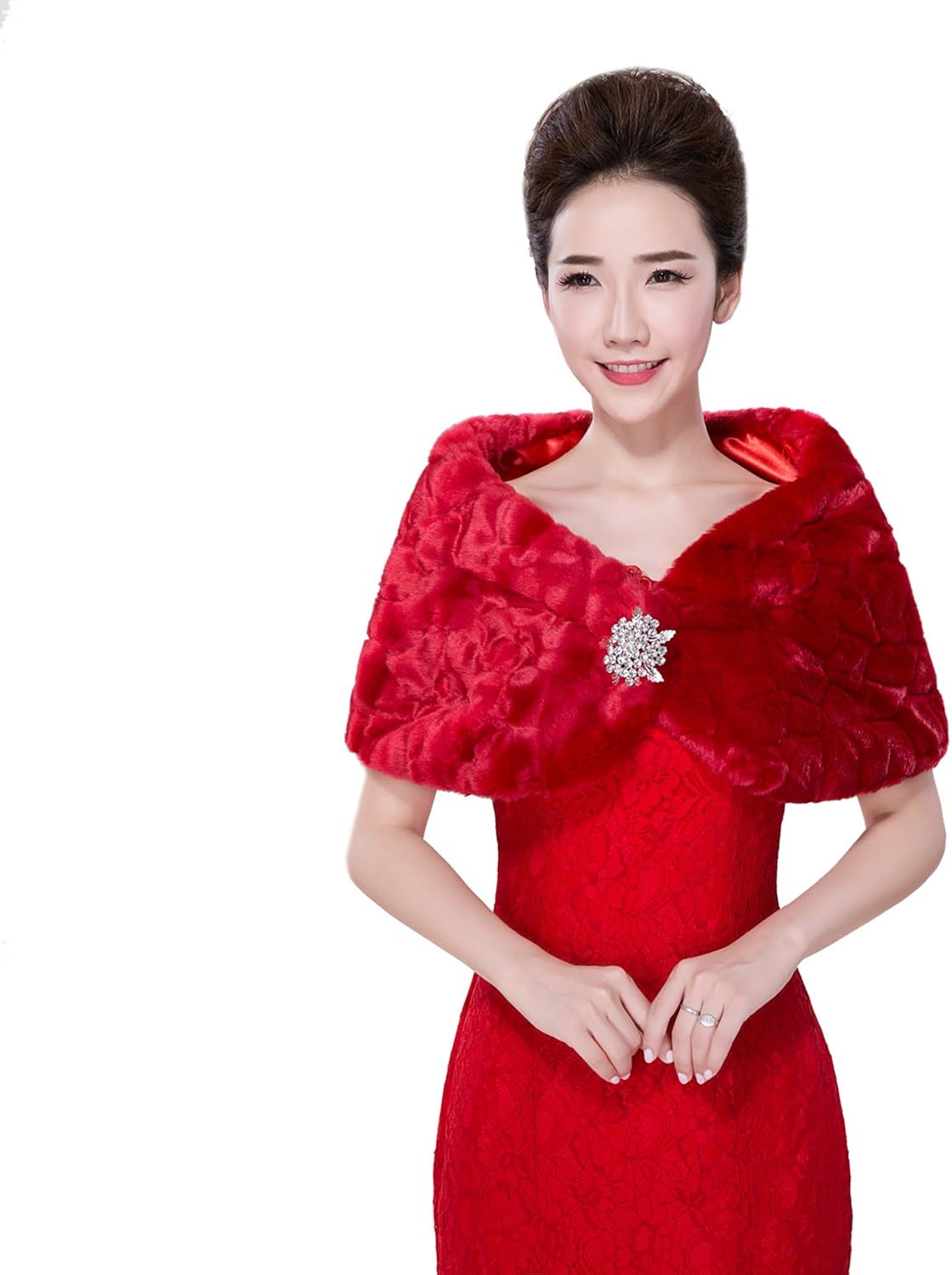 white faux fur shoulder wrap