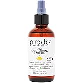 PURA D'OR 3.3 Oz ORGANIC AM Moisturizing Face Oil - Morning Glow Hydrating Skincare -Lightweight Moisturizer for Glowing Skin - All Natural, Vegan, Paraben-Free - Women & Men