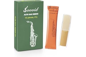SOVVID Handcrafted Alto Saxophone Reeds 2.5 – Premium Natural Cane, Warm & Rich Tone, Durable & Consistent, Thinner Tip for Easy Play, Individually Packed with Portable Reed Case (Box of 10)
