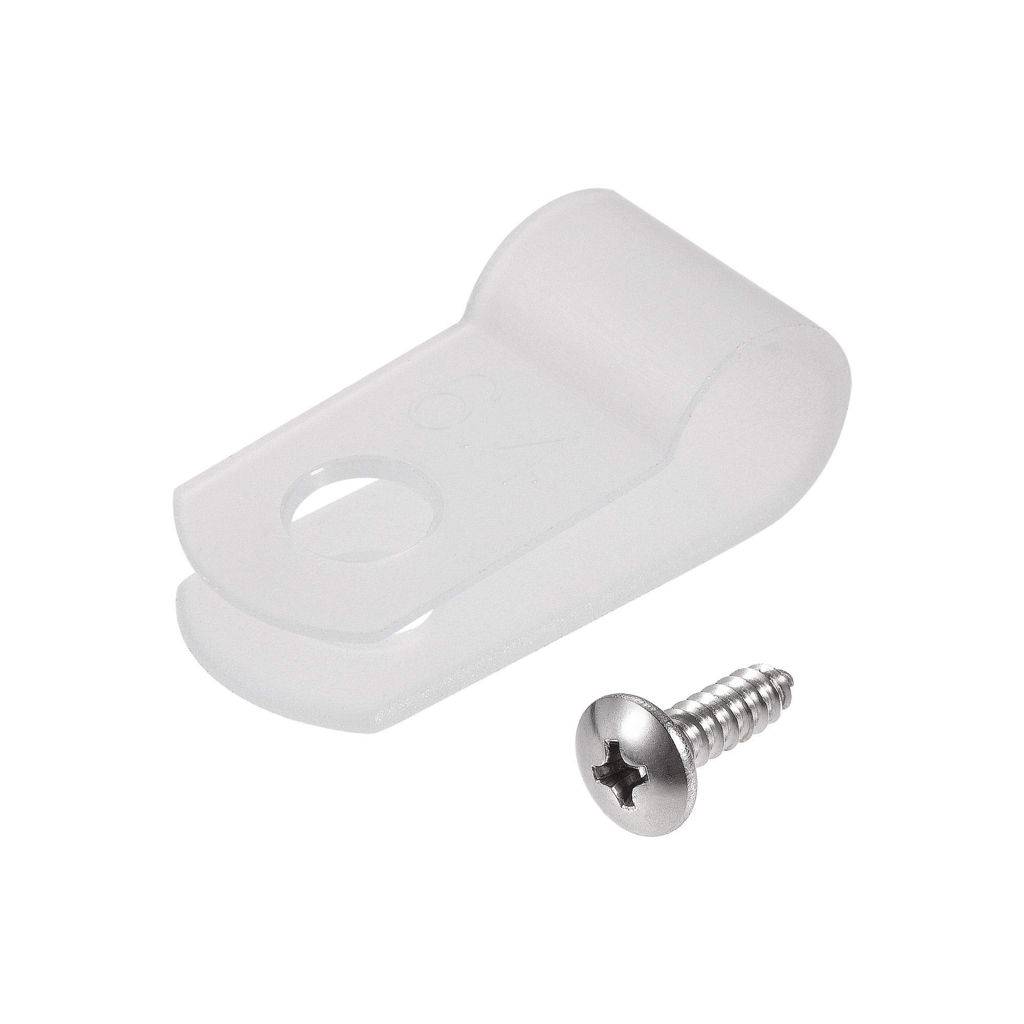 sourcing map 6.4mm Nylon R Type Cable Clip Wire Clamp with Screws White 100pcs