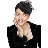 Gionforsy Fascinators Hats Pillbox Tea Party Fascinator Hats for Women Feather Veil Hat Headband for Cocktail Wedding