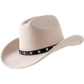 Jastore Kids Western Hats Boys Girls Cowboy Cowgirl Hat Felt Fedora Hat with Belt Buckle
