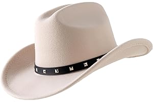 Jastore Kids Western Hats Boys Girls Cowboy Cowgirl Hat Felt Fedora Hat with Belt Buckle