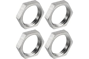 uxcell 4Pcs Cast Pipe Fitting Hex Locknut, 304 Stainless Steel Hex Lock Nut NPT 1/2" Female Thread for Plumbing Fixed, Water Broom and Undercarriage Cleaner