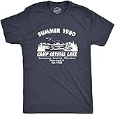 Crazy Dog Men's T Shirt Camp Crystal Lake 1980 Spooky Halloween Graphic Novelty Tees