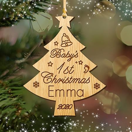 personalised baby's 1st christmas tree decorations