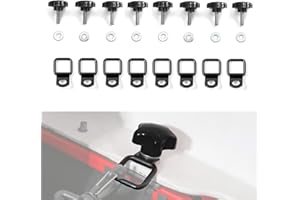 JeCar 8 Hardtop Quick Removal Bolts Thumb Screws & 8 D Ring Tie Down Anchors Compatible with Jeep Wrangler 2007-2023 JK JKU JL JLU Sports Sahara Rubicon X Unlimited 2 4 Door Accessories, Black