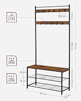 VASAGLE Coat Rack 3-in-1 with Shoe Storage Bench Hall Tree 32 x 85 x 175 cm view 7
