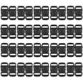YQBOOM 3/8 Inch, 120 Pack Black Plastic Side Release Buckle for Paracord Bracelets (3/8")