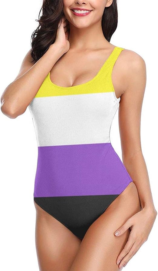 Kimisoy OnePiece Swimsuit for Women NonBinary Pride Flag