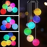 AceList Color Changing Solar Power Wind Chime Crystal Ball Wind Chime Wind Mobile Portable Waterproof Outdoor Windchime Light for Patio Yard Garden Home