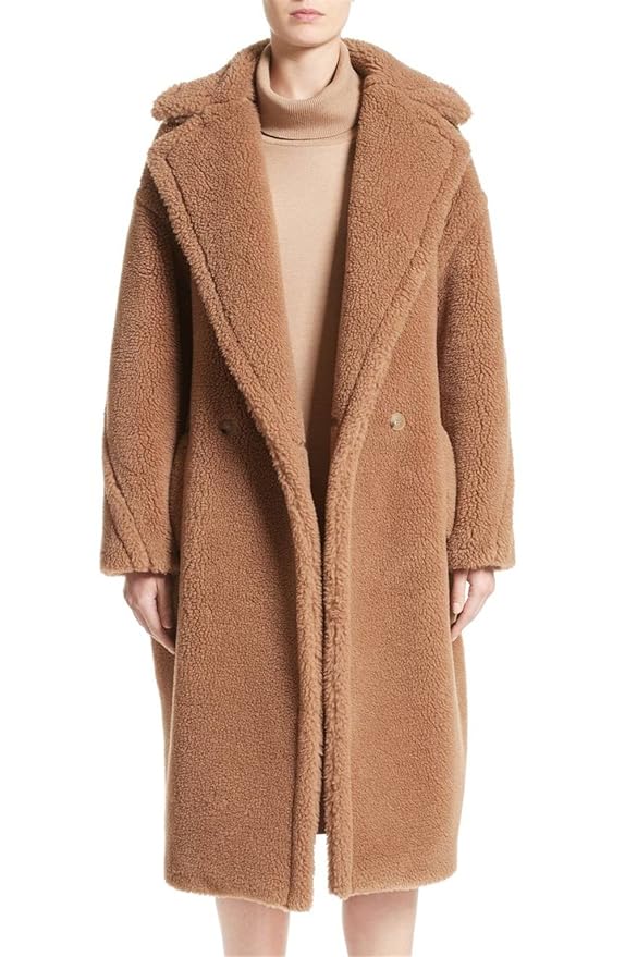 WORLD CLAN Women's Oversized Long Teddy Bear Icon Coat Faux Fur