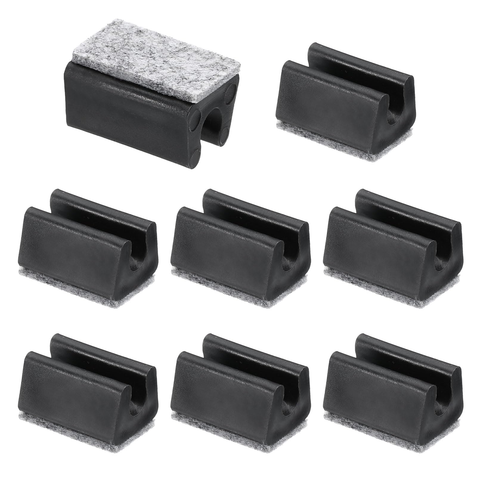 PATIKIL 8mm Rectangle Chair Leg Cover with Felt Pad, 8Pcs Slide Smoothly No Scratches No Noise Furniture Feet Hardwood Protectors Tips Floor Glides Tubing Caps for Office, Black Grey