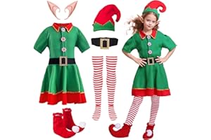 XUEKAIKAI Elf Costume Set for Boys Girls,Suitable for Christmas Party,Kids Santa's Helper Costume Clothing