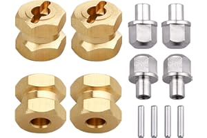 GoHobby RC Hex Hub 12mm Brass Wheels Hex Hubs Extension Hex Drive Adapter Spacers for 1/10 RC Crawler Axial SCX10 90046 D90, 4-Pack (12mm)