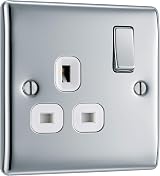 BG Electrical Nexus Metal Slm Single Switched Power Socket 13A White view 1