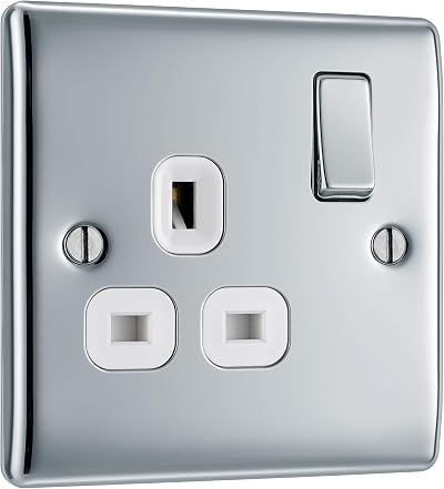 BG Electrical Nexus Metal Slm Single Switched Power Socket 13A White