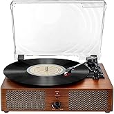 Vinyl Record Player Bluetooth Vintage 3-Speed Portable Turntables with Built-in Speakers, Belt-Driven LP Player Support USB Input AUX-in RCA Line Out