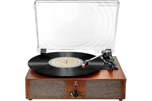 FEKTIK Vinyl Record Player Bluetooth Vintage 3-Speed Portable Turntables with Built-in Speakers, Belt-Driven LP Player Support USB Input AUX-in RCA Line Out