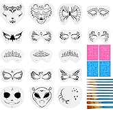 31 Pieces Face Stencils Kit, 17 Reusable Large Face Paint Stencils, 4 Small Stick Paint Stencils and 10 Pieces Painting Brushes for Face painting, Tattoo Stencils, Holiday Halloween Makeup